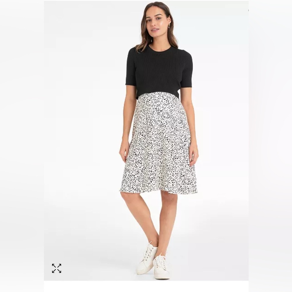 Seraphine Black and White Knitted Top Maternity and Nursing Dress